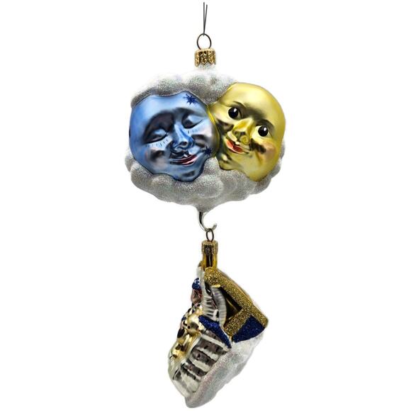 Patricia Breen Sweet Dreams Pearl Bed Gold Trim Moon Sun Christmas Tree Ornament - Picture 4 of 13